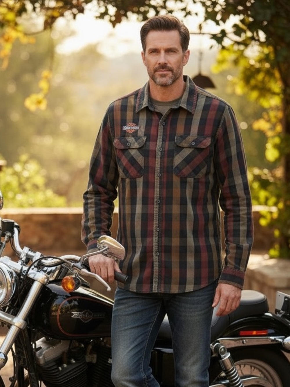 Harley Davidson Heavy Shirt or Shacket Men’s Size XL Plaid Embroidered